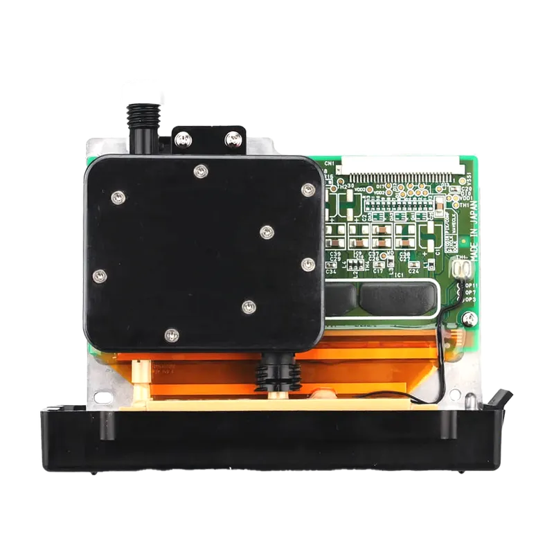 رأس طابعة سيكو 35PL أصلي مخصص لمكائن الدعاية والإعلان، يظهر بوردة التحكم والمكونات الداخلية لضمان دقة الطباعة الرقمية العريضة على الفلكس والبنر، قطعة غيار أساسية متوافقة مع موديلات Seiko SPT510.