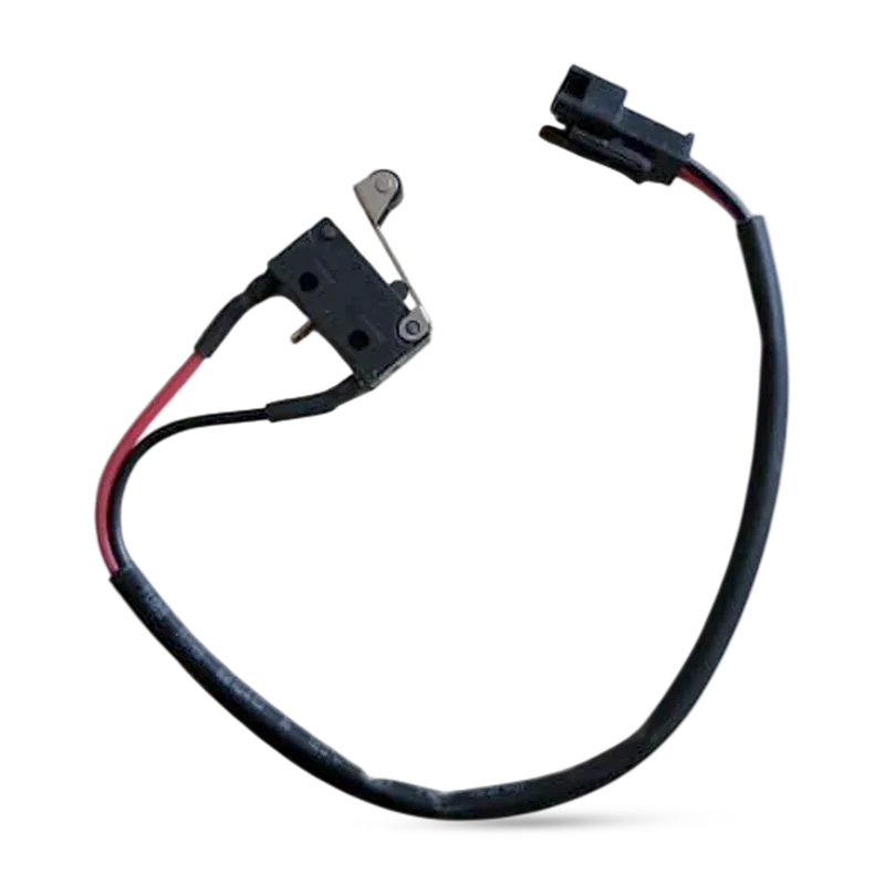 فاصل نهاية وبداية ميكروسويتش حجم صغير مع كابل توصيل أسود وأحمر، قطعة إلكترونية دقيقة تستخدم في ماكينات الكريستال والتحكم الآلي لضبط المسارات