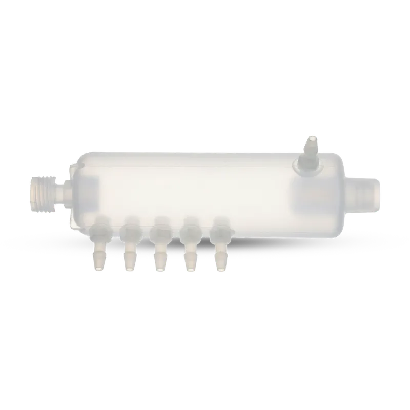 صورة عالية الدقة لموزع حبر بلاستيكي شفاف مخصص للحبر الأبيض في طابعات الـ DTF